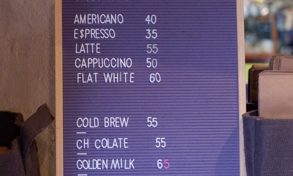 Menú de tienda de café