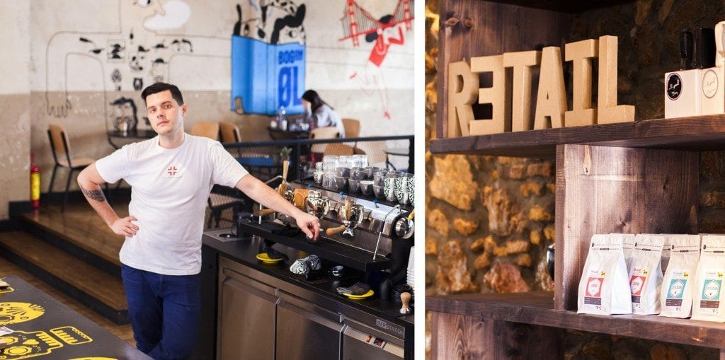 barista behind the coffee machine