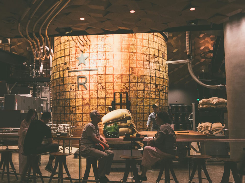 Customers in a Starbucks Reserve location in China.