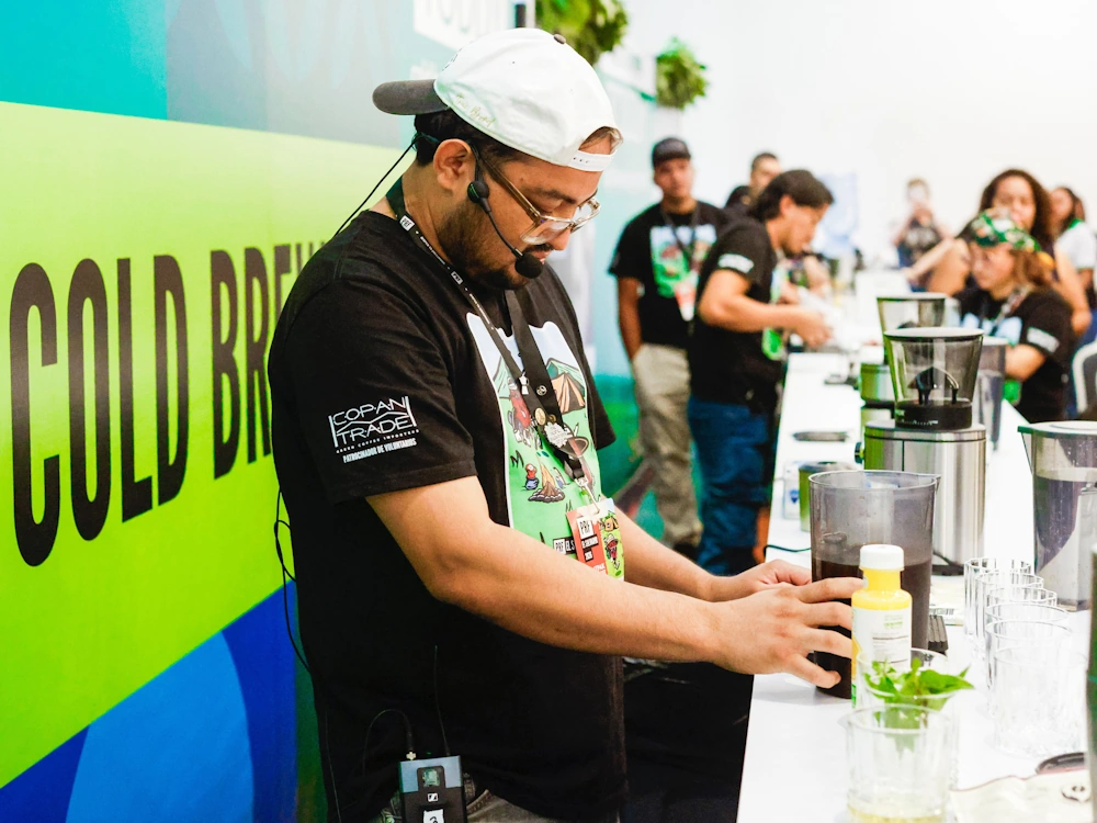 A competitor takes part in the fifth Cold Brew Championship, sponsored by Toddy.
