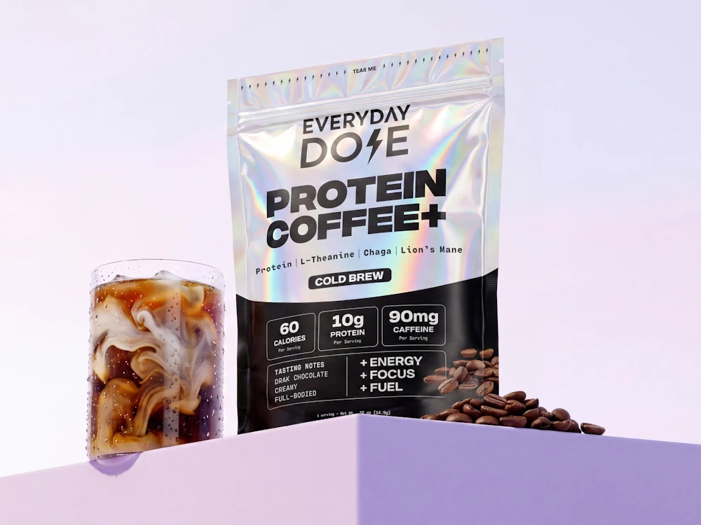A bag of Everday Dose Protein Coffee Cold Brew.