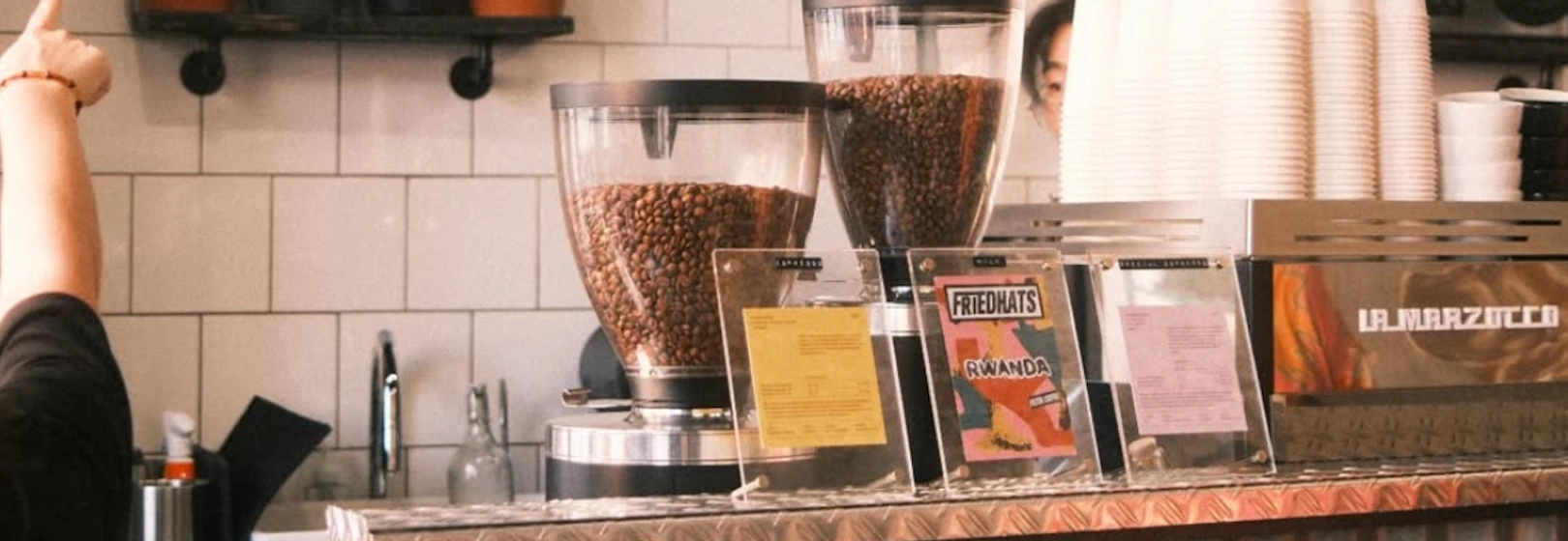 The bar at Motors Coffee in Paris, France.